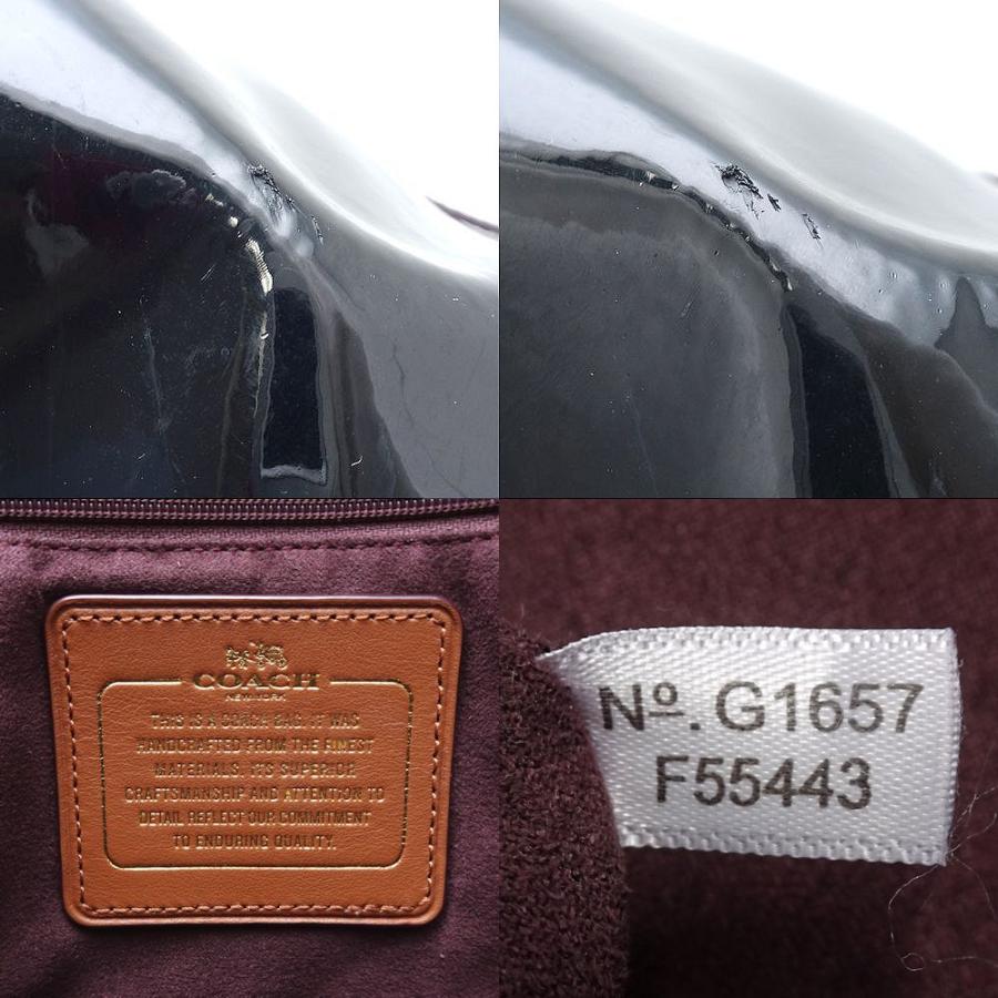 COACH コーチ F55443 トートバッグ レザーxエナメル  ブラック アウトレット/351190【中古】｜phasemidoriya78｜08