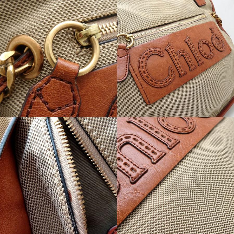 Chloe クロエ ハーレー トートバッグ キャンバスxレザー ブラウン 