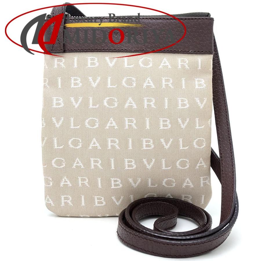 BVLGARI ブルガリ ショルダーバッグ ロゴマニア キャンバスxレザー  