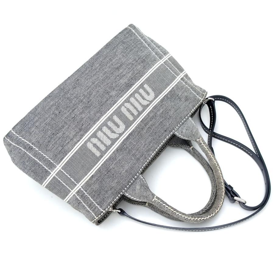 miu miu（ミュウミュウ） ジャガード ロゴ デニム ハンドバッグ 5BA219