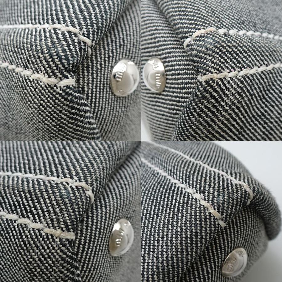 miu miu（ミュウミュウ） ジャガード ロゴ デニム ハンドバッグ 5BA219