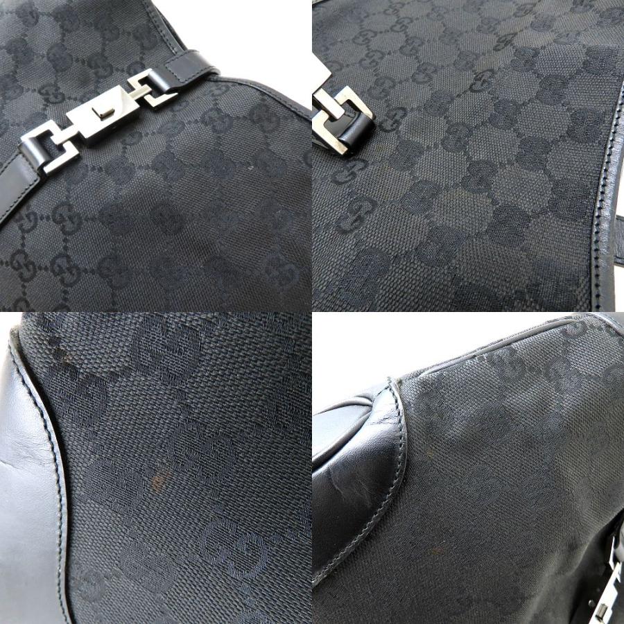【美品】GUCCI ボディバッグ GG キャンバス レザー ジャッキー ブラック GUCCI（グッチ） ジャッキー 00963 ショルダーバッグ GGキャンバスx