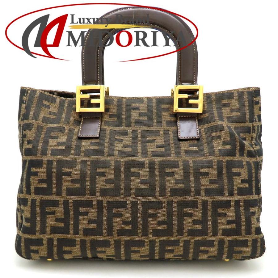 FENDI（フェンディ） ズッカ トートバッグ キャンバスxレザー ブラウン