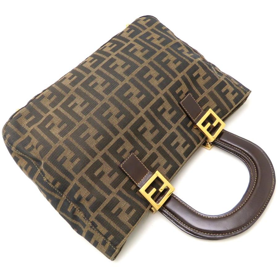 FENDI（フェンディ） ズッカ トートバッグ キャンバスxレザー ブラウン