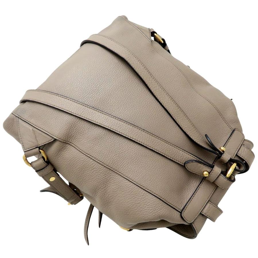 PRADA プラダ 1BZ035 リュック バックパック レザー グレー レディース/353154【中古】_3