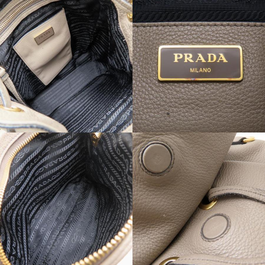 PRADA プラダ 1BZ035 リュック バックパック レザー グレー レディース/353154【中古】_4
