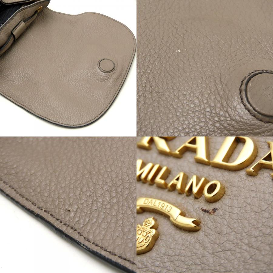PRADA プラダ 1BZ035 リュック バックパック レザー グレー レディース/353154【中古】_5