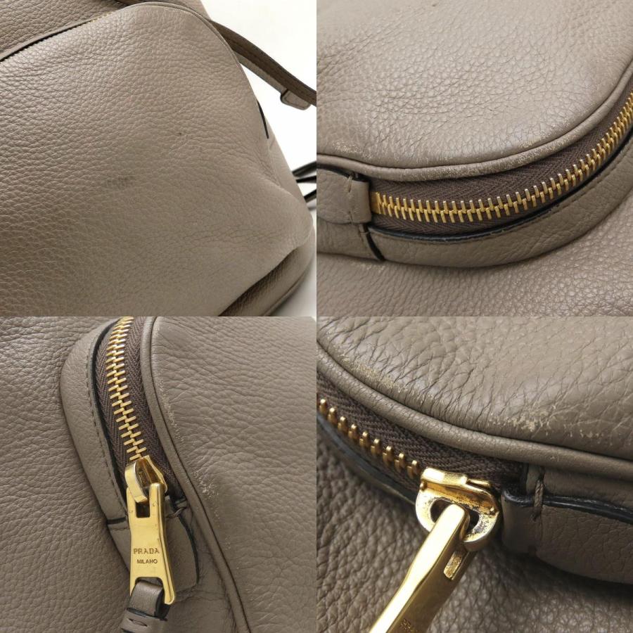 PRADA プラダ 1BZ035 リュック バックパック レザー グレー レディース/353154【中古】_6