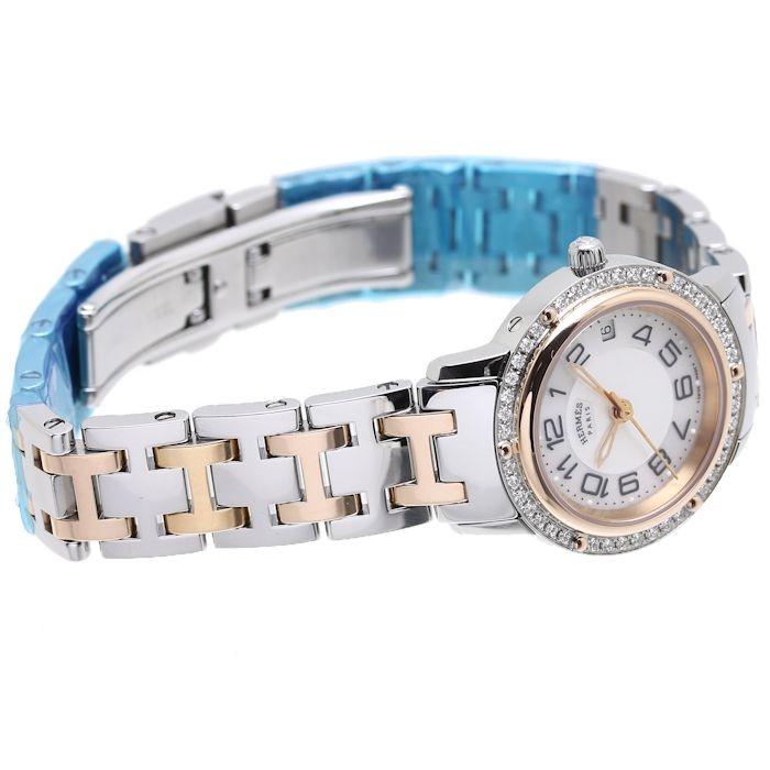 【ラスト1点】 エルメス HERMES クリッパー ベゼルダイヤモンド シェル CP1.222.212/4970 レディース /37034 【中古】 腕時計 【AA4460064939】(160380円)