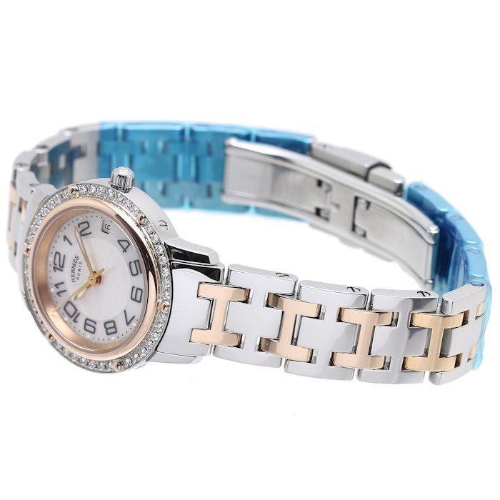【ラスト1点】 エルメス HERMES クリッパー ベゼルダイヤモンド シェル CP1.222.212/4970 レディース /37034 【中古】 腕時計 【AA4460064939】(160380円)