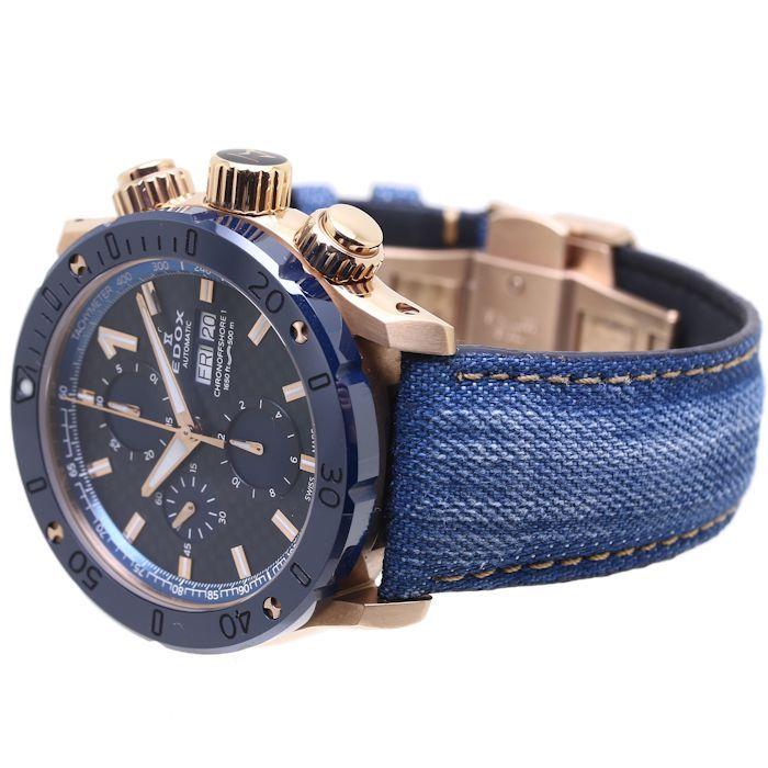 EDOX エドックスクロノオフショア1 デニムストラップ 中古