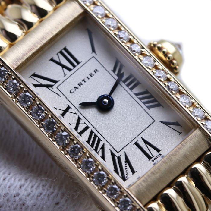 【仕上済】カルティエ タンク アロンジェ ダイヤ YG レディース 腕時計 Cartier - 【仕上済】カルティエ タンク アロンジェ ダイヤ YG