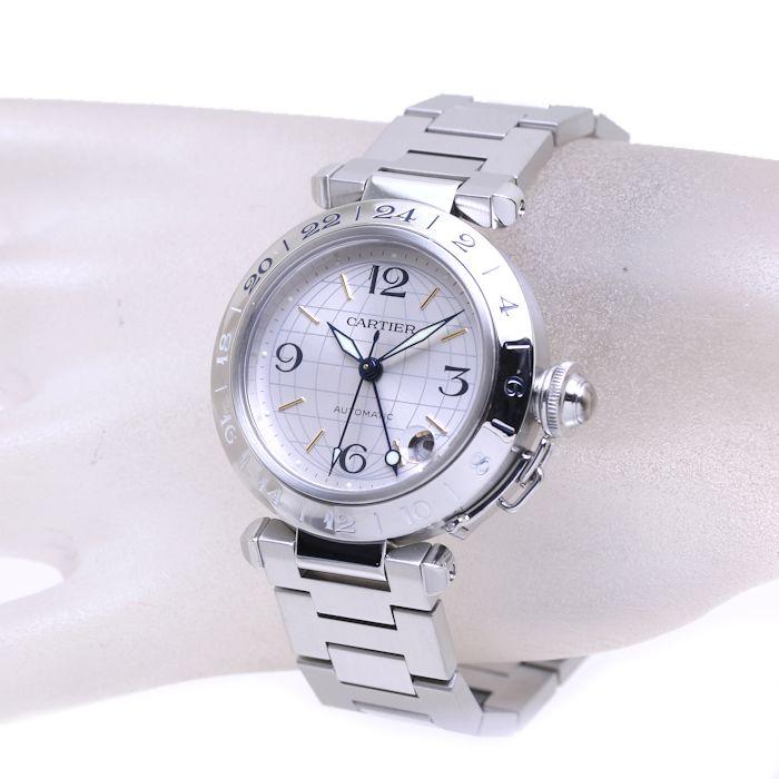 Th544741 カルティエ パシャC メリディアン W31029M7 自動巻き SS シルバー系文字盤 腕時計 CARTIER 中古 Cartier - カルティエ Cartier パシャ C メリディアン GMT W31029M7