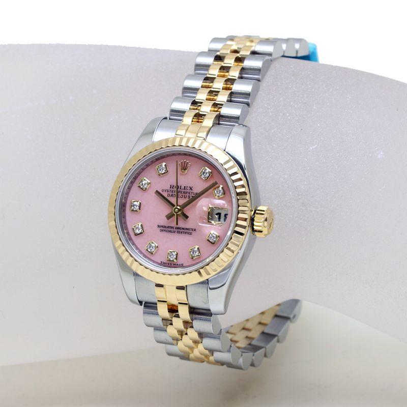 ROLEX ロレックス 179173OPG デイトジャスト 10P ダイヤモンド 腕時計 SS SSxK18YG レディース [中古] ROLEX（ロレックス） デイトジャスト 10Pダイヤ 179173OPG ピンク