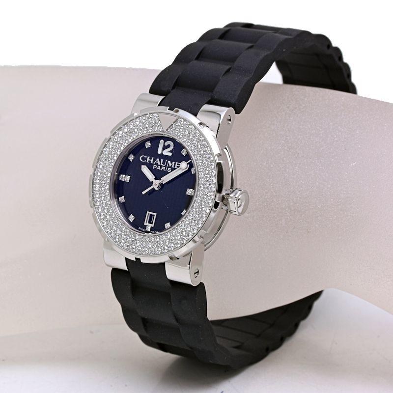 Chaumet ショーメ クラスワンMM ベゼルダイヤモンド W17229-33G【電池交換済/新品ベルト】ステンレススチール xラバー  ボーイズ /39989【中古】【腕時計】 CHAUMET（ショーメ） クラスワンMM ベゼルダイヤモンド W17229-33G