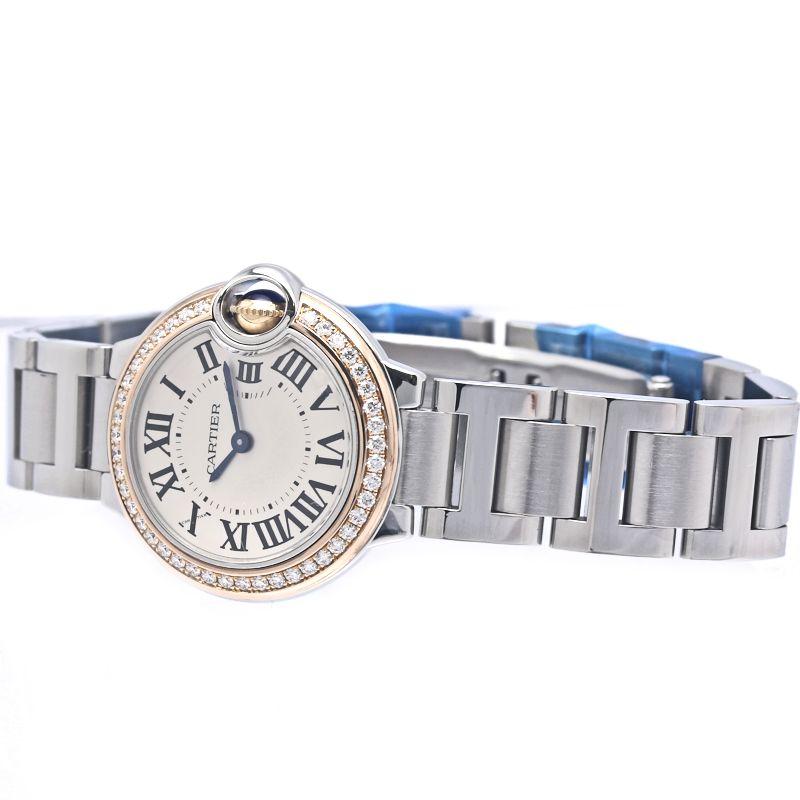 CARTIER カルティエ バロンブルーSM ベゼルダイヤモンド WE902079【磨き済/電池交換済】【中古】腕時計 レディース K18PG ピンクゴールドxステンレススチール /40308 Cartier（カルティエ） バロンブルーSM ベゼルダイヤモンド WE902079
