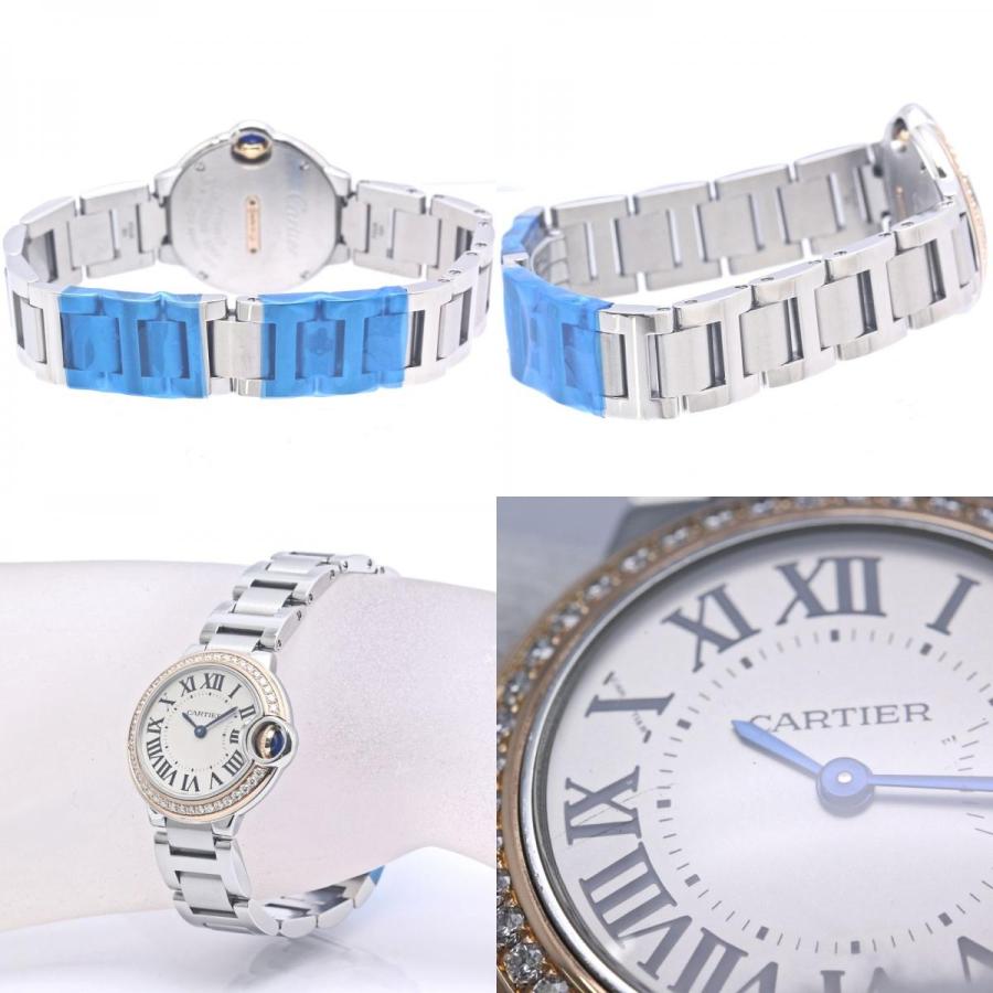 CARTIER カルティエ バロンブルーSM ベゼルダイヤモンド WE902079【磨き済/電池交換済】【中古】腕時計 レディース K18PG ピンクゴールドxステンレススチール /40308 Cartier（カルティエ） バロンブルーSM ベゼルダイヤモンド WE902079