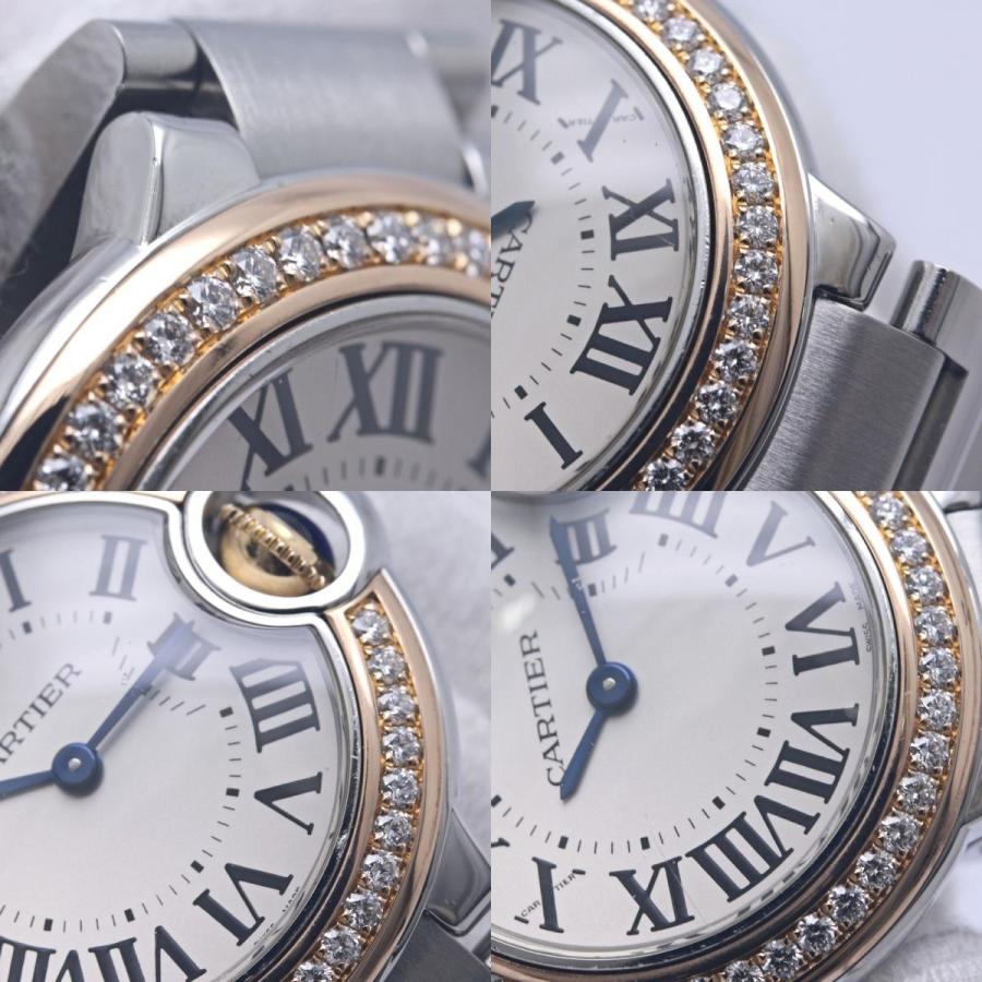 CARTIER カルティエ バロンブルーSM ベゼルダイヤモンド WE902079【磨き済/電池交換済】【中古】腕時計 レディース K18PG ピンクゴールドxステンレススチール /40308 Cartier（カルティエ） バロンブルーSM ベゼルダイヤモンド WE902079