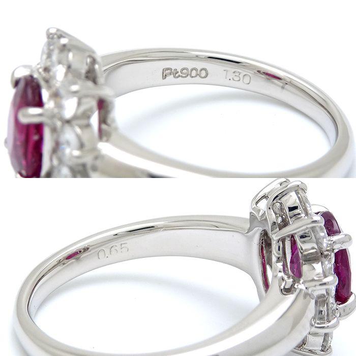 リング 指輪 ルビー1.30ct ダイヤモンド0.65ct 10号 Pt900プラチナ 