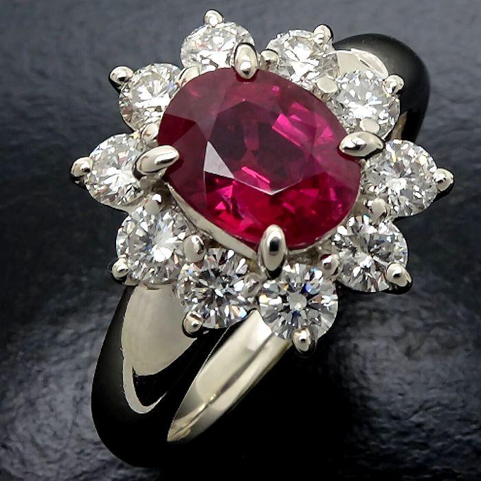 リング 指輪 ルビー1.30ct ダイヤモンド0.65ct 10号 Pt900プラチナ 