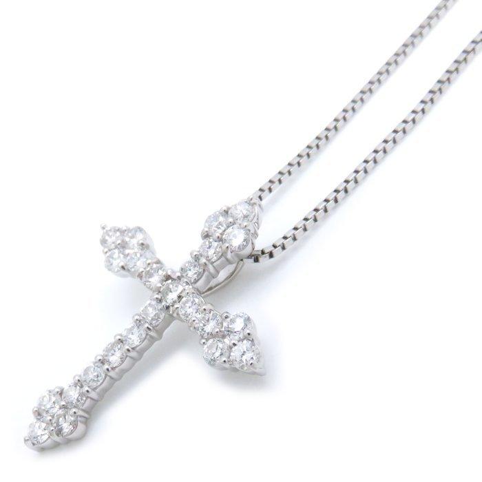ダイヤモンドクロス ネックレス 一粒ダイヤモンド1.00ct 1カラット 