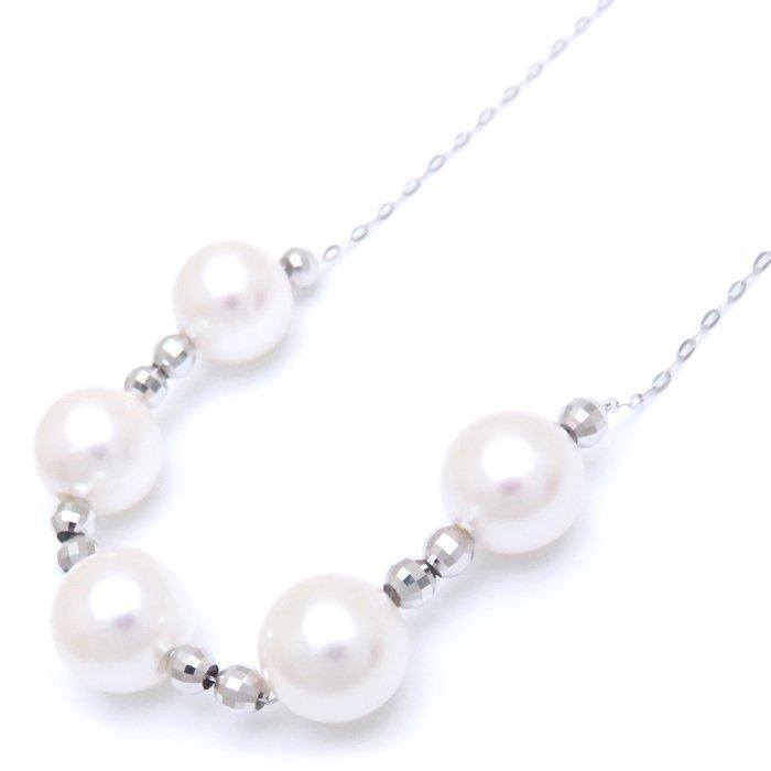 ☆美品☆K18ホワイトゴールド パール 真珠 ネックレス アジャスター付き ☆美品☆K18ホワイトゴールド パール 真珠 ネックレス アジャスター付き