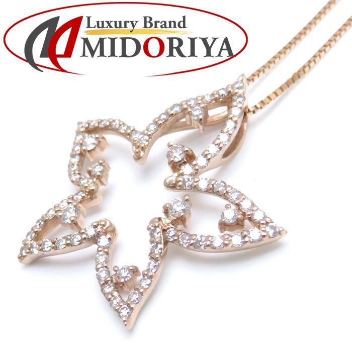 ダイヤモンドネックレス フラワーモチーフ K18PG ダイヤモンド0.77ct 