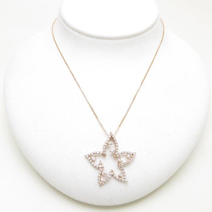 ダイヤモンドネックレス フラワーモチーフ K18PG ダイヤモンド0.77ct 
