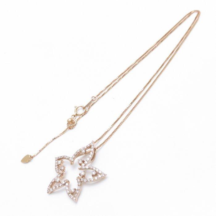 ダイヤモンドネックレス フラワーモチーフ K18PG ダイヤモンド0.77ct 