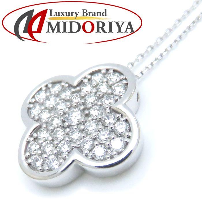 ダイヤモンドネックレス クローバーモチーフ K18WG ダイヤモンド0.51ct  