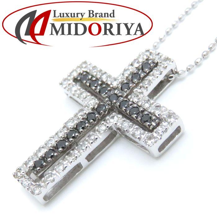 ダイヤモンド クロス ネックレス K18WG ブラックダイヤモンド0.25ct ダイヤモンド0.25ct ペンダント/74396【中古 ...
