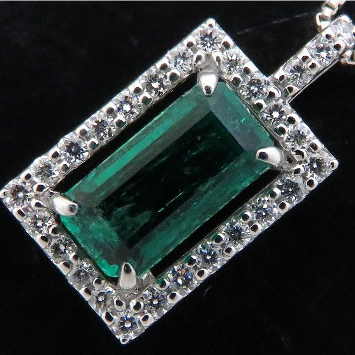 ネックレス エメラルド0.71ct ダイヤモンド0.013ct Pt900x850 プラチナ