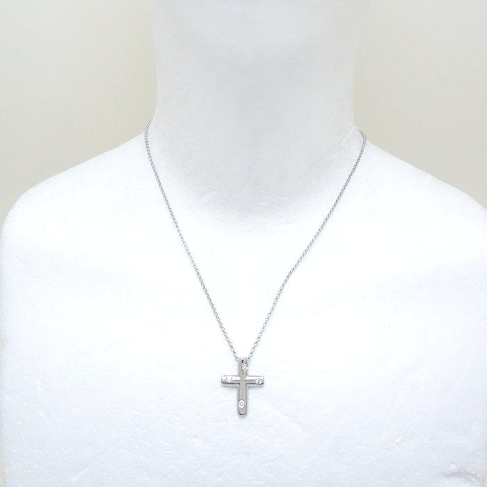 クロス ネックレス 4Pダイヤモンド Pt900プラチナxPt850プラチナ /75245【中古】_1