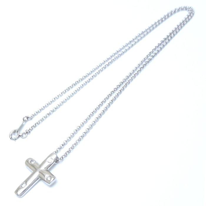 クロス ネックレス 4Pダイヤモンド Pt900プラチナxPt850プラチナ /75245【中古】_2