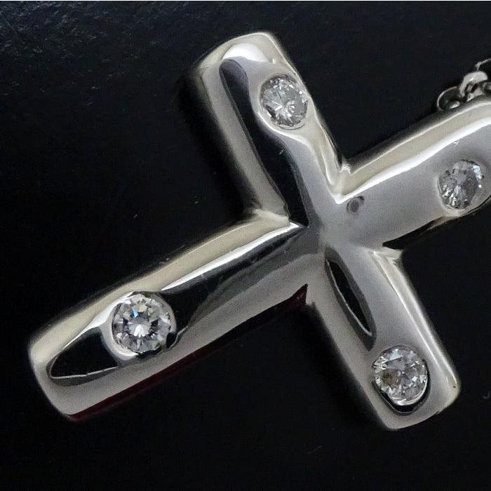 クロス ネックレス 4Pダイヤモンド Pt900プラチナxPt850プラチナ /75245【中古】_4