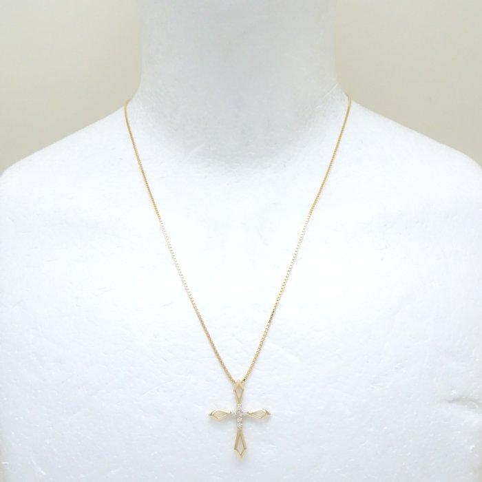 ダイヤモンド クロス ネックレス ダイヤモンド0.12ct K18YG イエローゴールド/75730【中古】_1