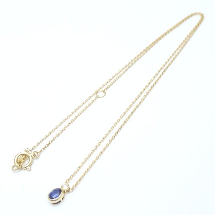 ネックレス サファイヤ0.27ct ダイヤモンド0.02ct K18YG イエローゴールド/75859【中古】