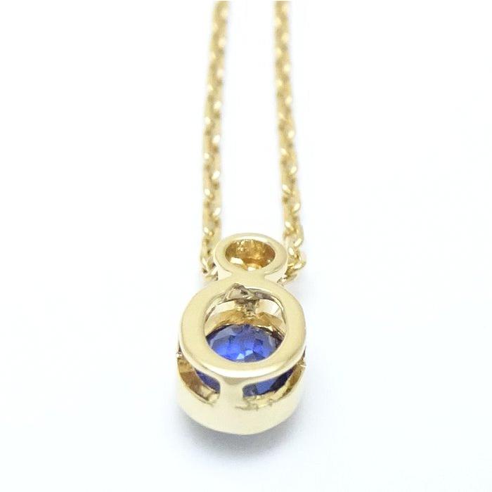 ネックレス サファイヤ0.27ct ダイヤモンド0.02ct K18YG イエローゴールド/75859【中古】