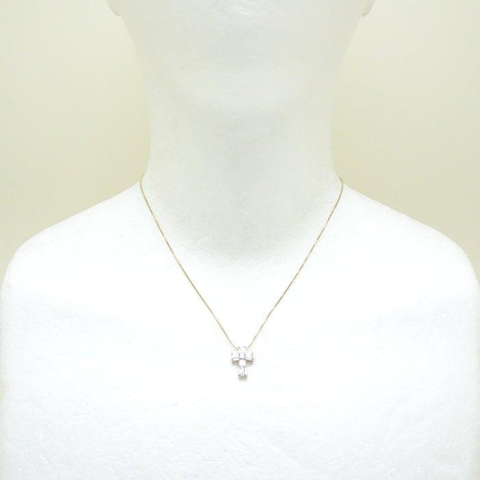 ダイヤモンド クロス ネックレス ダイヤモンド0.30ct K18YG イエローゴールドxPt900プラチナ /75880【中古】