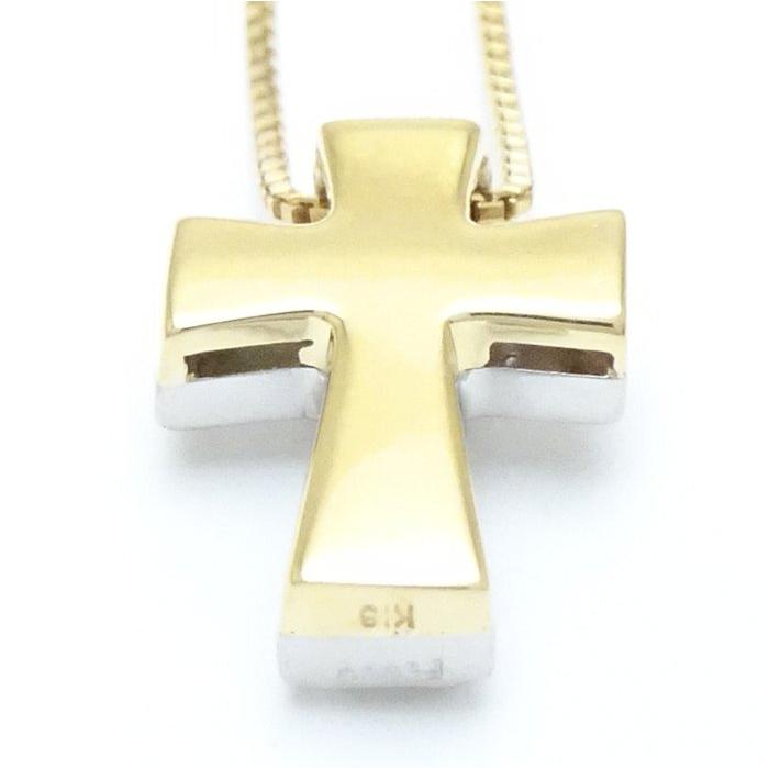 ダイヤモンド クロス ネックレス ダイヤモンド0.30ct K18YG イエローゴールドxPt900プラチナ /75880【中古】