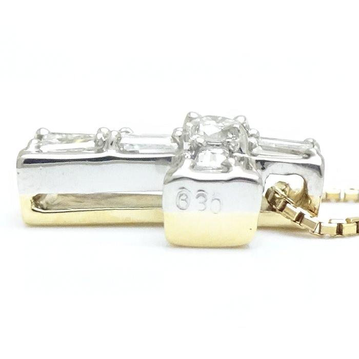 ダイヤモンド クロス ネックレス ダイヤモンド0.30ct K18YG イエローゴールドxPt900プラチナ /75880【中古】