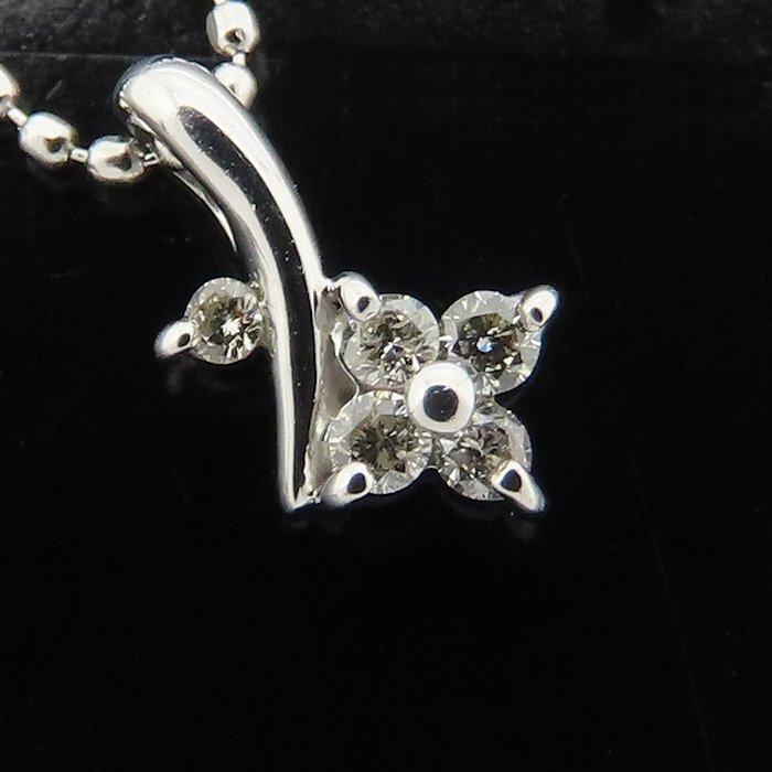 ダイヤモンド ネックレス フラワーモチーフ ダイヤモンド0.06ct K18WG