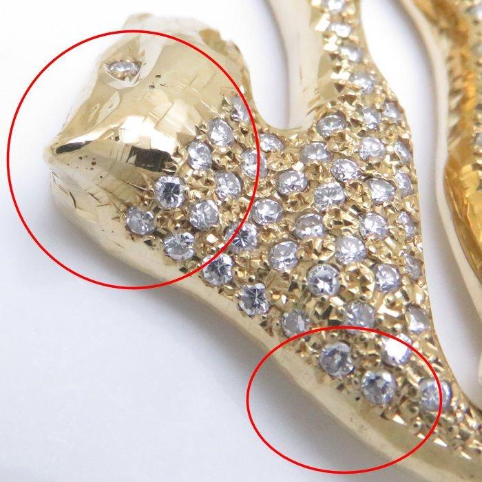 ペンダントトップ パンサーモチーフ ダイヤモンド1.60ct K18YG