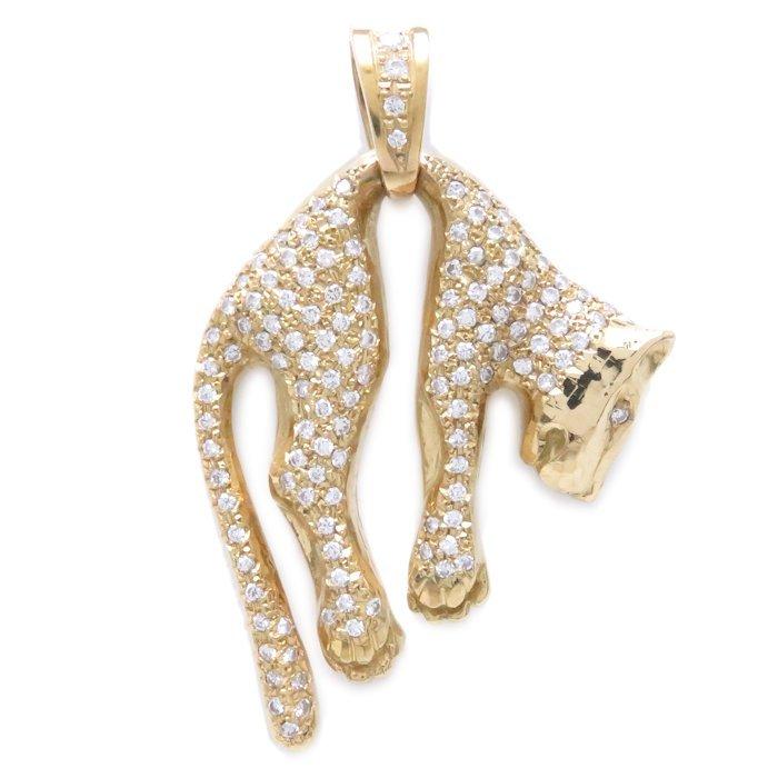 パンサー ペンダントトップ 10K イエローゴールド ペンダントトップ パンサーモチーフ ダイヤモンド1.60ct K18YG