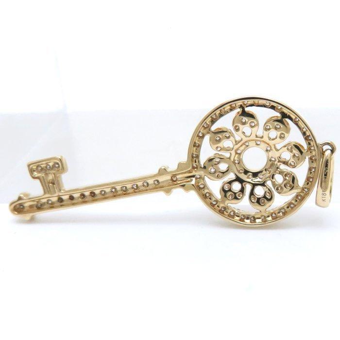 ペンダントトップ キーモチーフ ダイヤモンド0.50ct K18YG 鍵