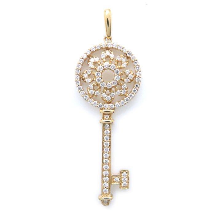 ペンダントトップ キーモチーフ ダイヤモンド0.50ct K18YG 鍵