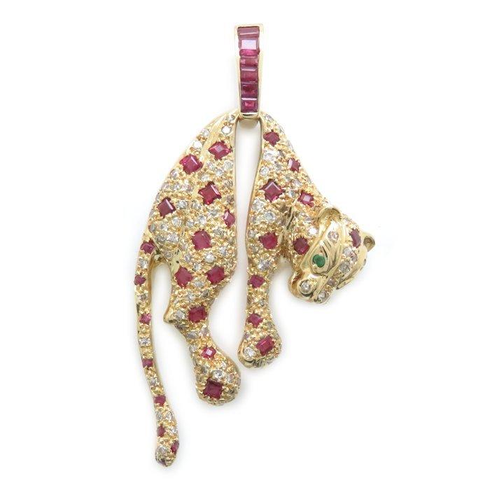 ペンダントトップ パンサーモチーフ ルビー1.99ct ダイヤモンド