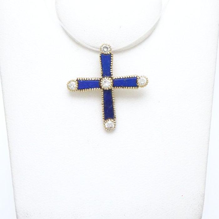 クロス ペンダントトップ ラピスラズリ ダイヤモンド0.38ct