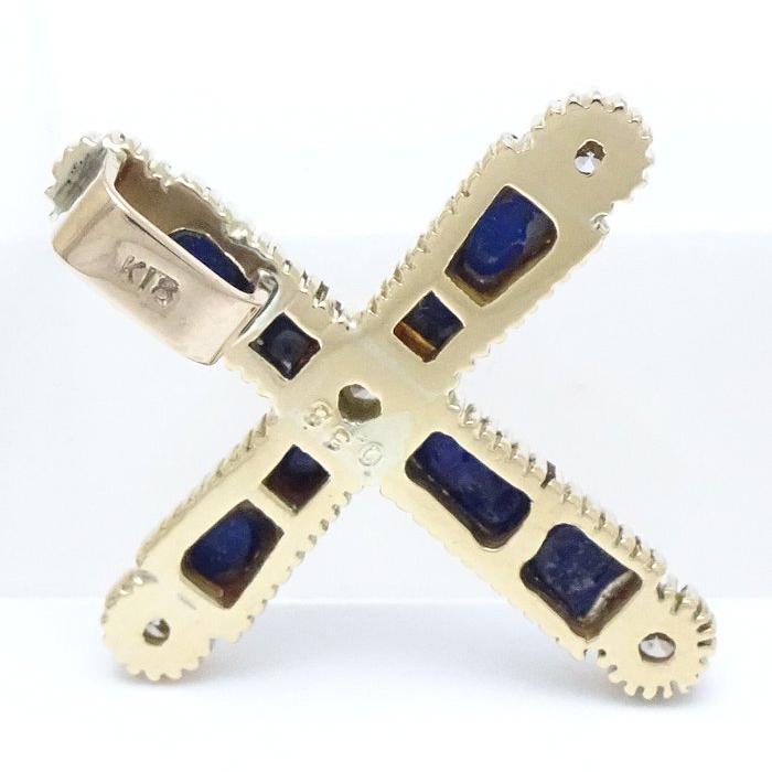 クロス ペンダントトップ ラピスラズリ ダイヤモンド0.38ct