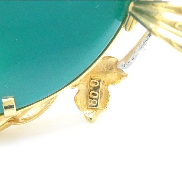 美品k18　金pt900ストーンカメオ　ブローチ＆ペンダントトップ兼用　メノウ カメオ ブローチ 兼 ペンダントトップ メノウ ダイヤモンド0.09